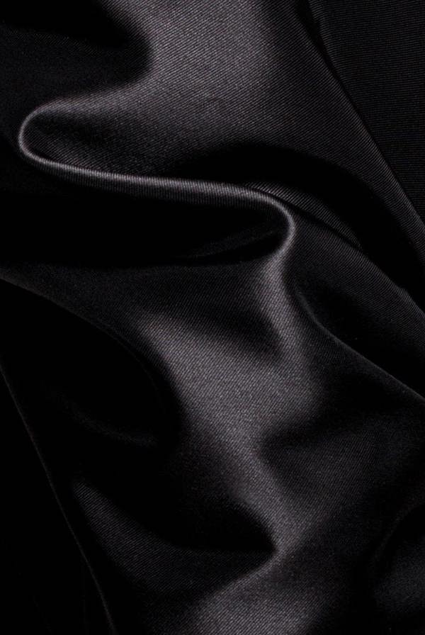 Off Shoulder Back Satin Bow Wrap Crepe Midi Dress - Black DR4939