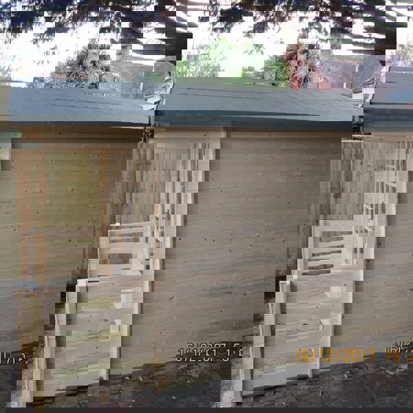 Shire Maulden with verandah 9x9 Log Cabin 19mm interlock Cladding - Best Shed