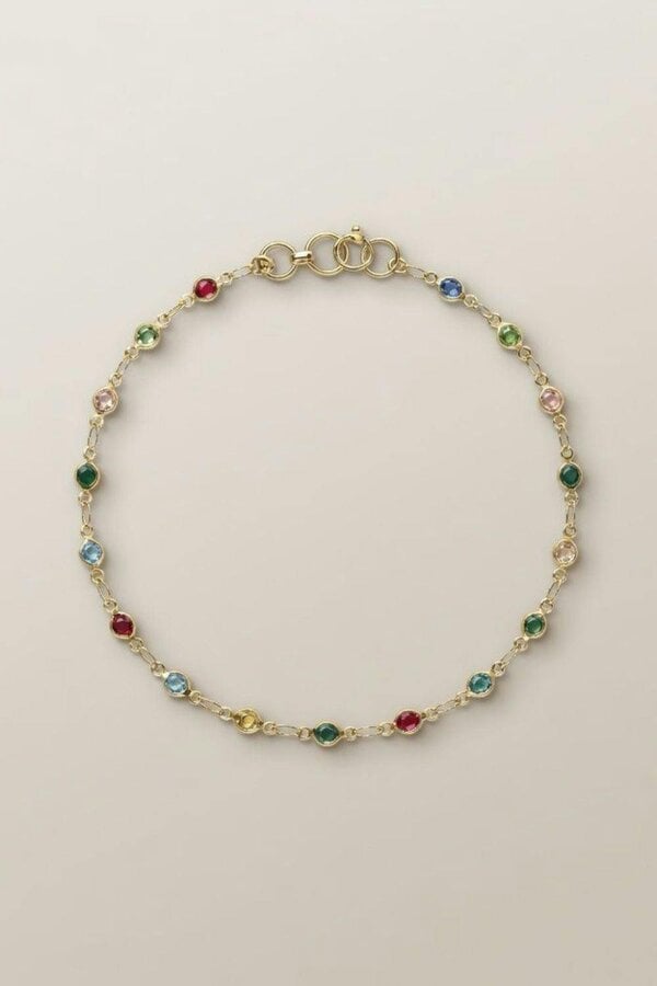 The Colourful Aura Golden Brass Rounds Multicolour Beads Foot Indian Payal Anklet