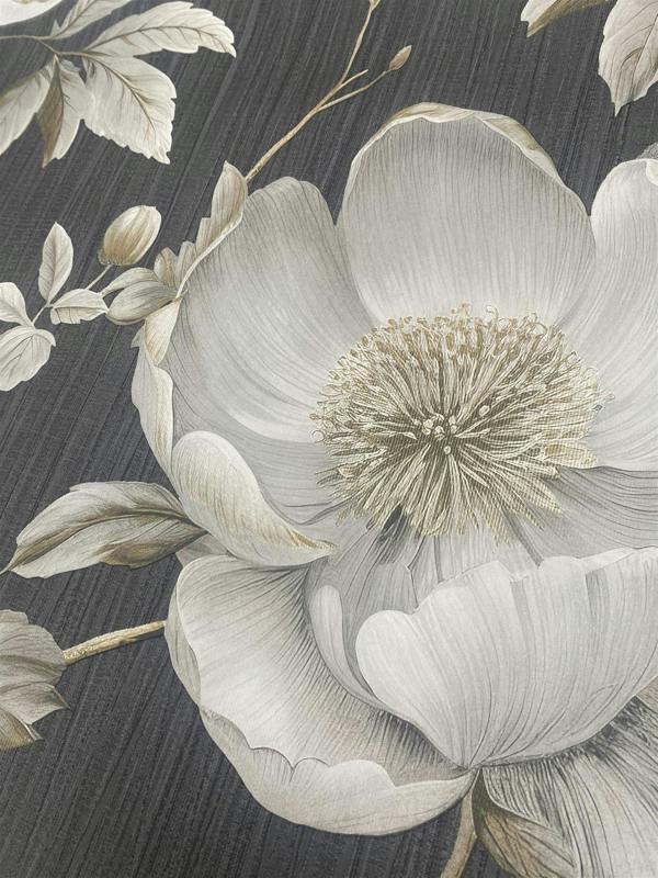 Alethia Floral Black Wallpaper
