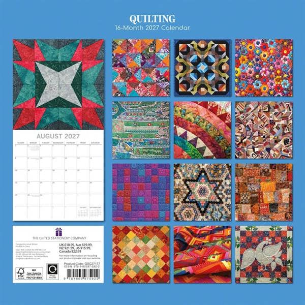 Quilting Calendar 2027, Wall Calendars, Month To View, Lifestyle, Gift