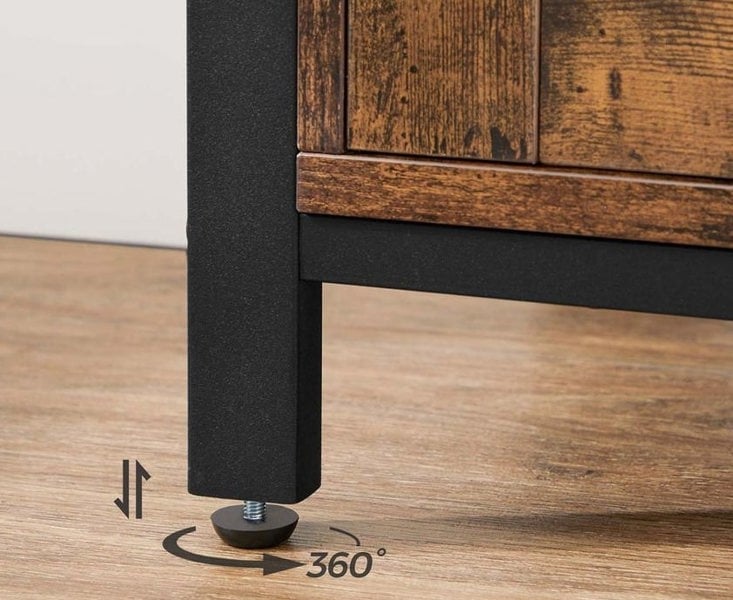 Modcraft Rustic Sideboard Buffet Table with Glass Doors – Storage Cabinet with Adjustable Shelves