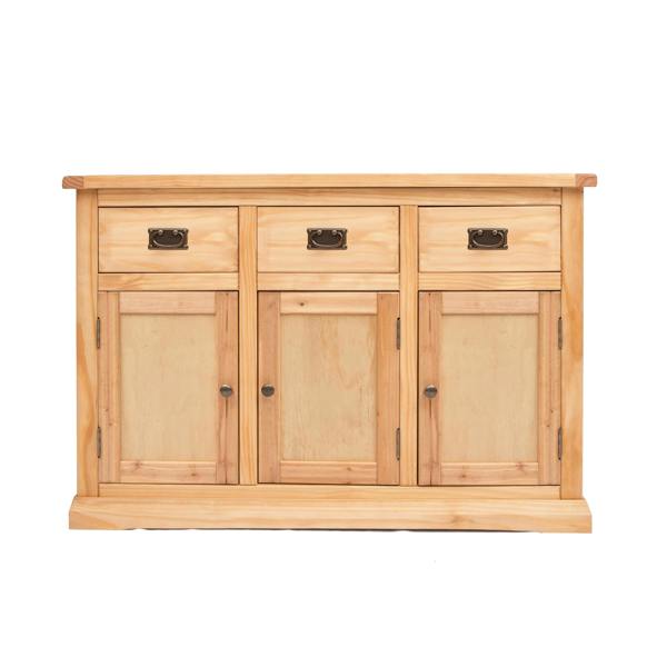 Cabinet Bits Lucca Waxed 3 Drawer 3 Door Sideboard Brass Drop Handle