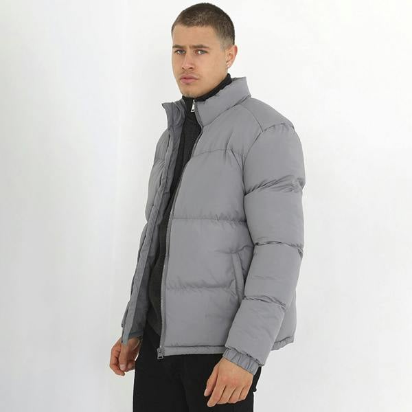 Brave Soul Grey Funnel Neck Padded Jacket - Grey Image 3