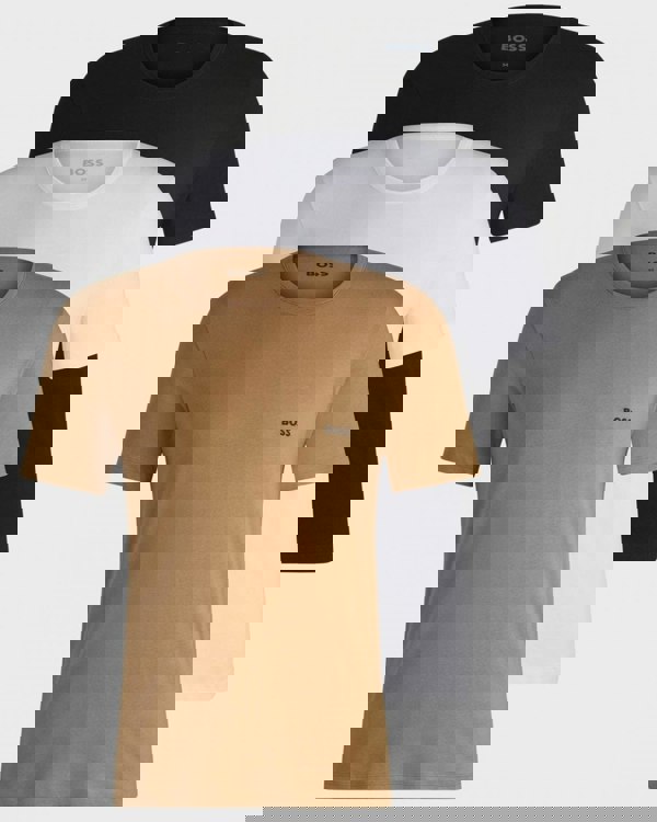 BOSS Orange 3 Pack Classic Regular Fit Crew Neck Mens T-Shirts NOS - Beige/White/Black 265