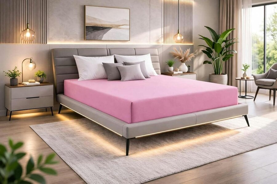 Night Zone Microfibre Fitted Sheet 25cm Deep – Soft Easy Care Bed Sheet - Pink