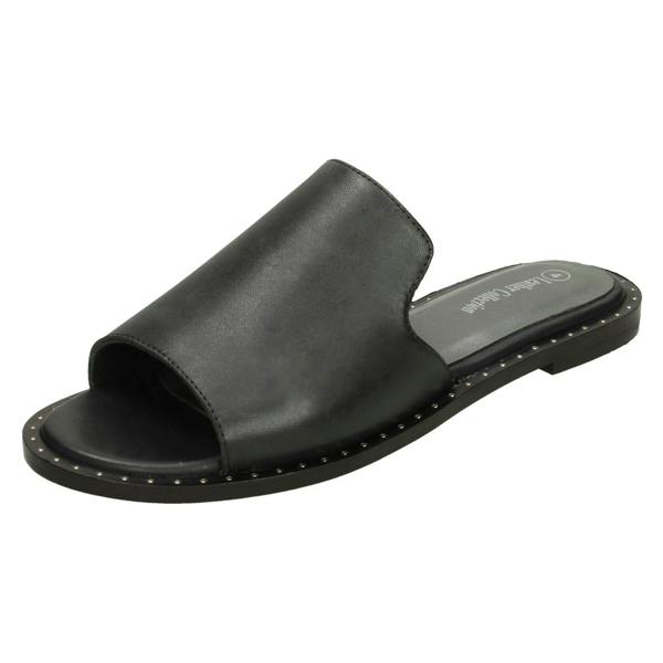 Leather Collection Ladies Leather Collection Flat Slipper Cut Mules F00202