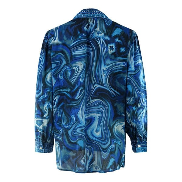 Inoa The Blue Nile 1202113 Long Sleeve Blouse Silk Shirt - Blue