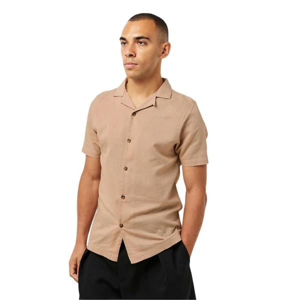 Luke Mens Havanah Regular Short-Sleeved Shirt - Sand - 