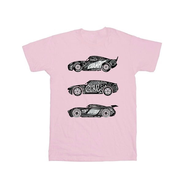 Disney Mens Cars Text Racers T-Shirt - Baby Pink
