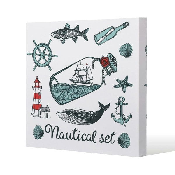 Benjamin Tate Design Nauticle Items Slim Style Canvas Print  50x50cm , 15mm Slim Real wood.