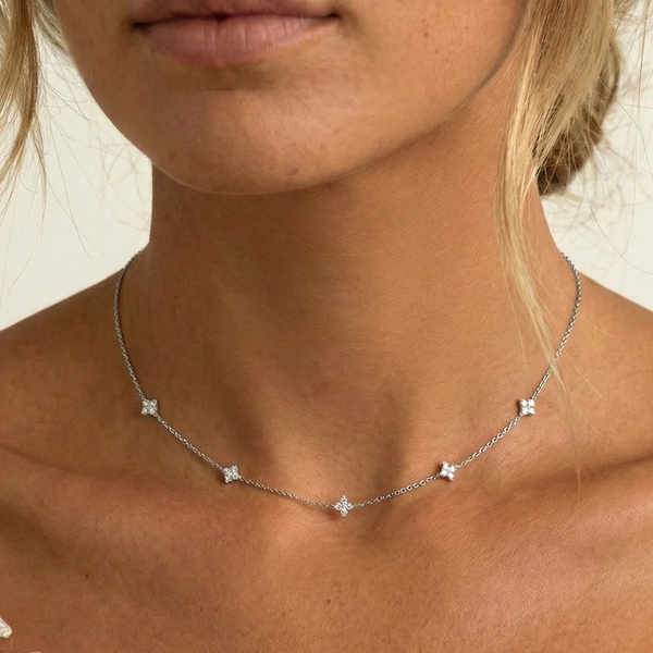 MUCHV Gold or Silver Plated Flower Charm Necklace