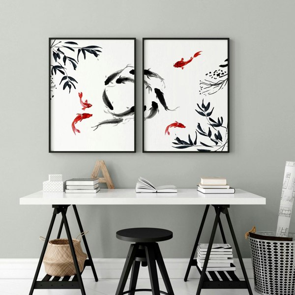 Workplace gallery wall | set of 2 Japanese wall art