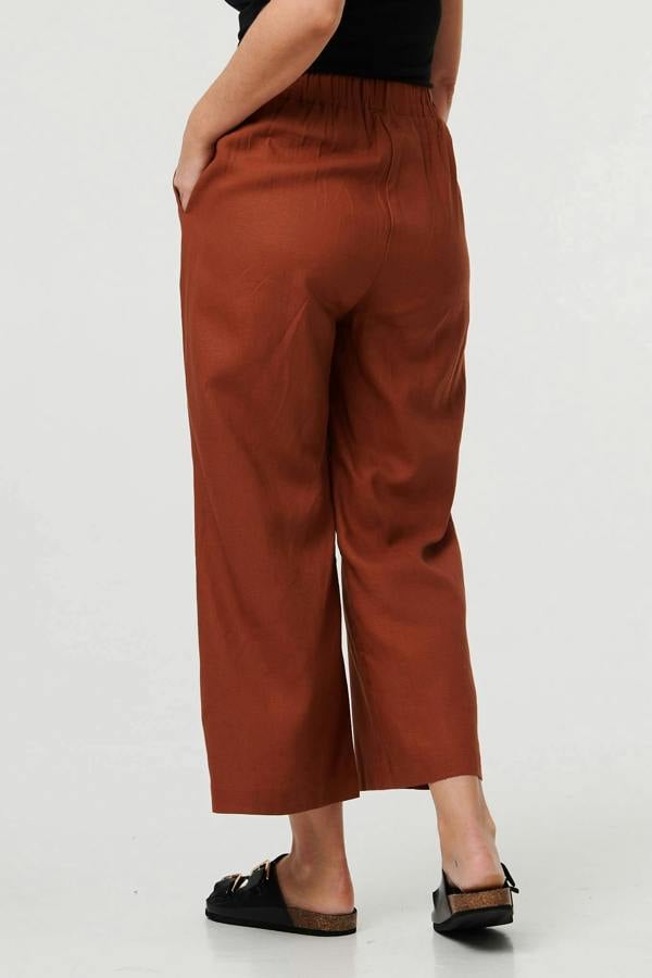 Rust | High Waist Wide Relaxed Trousers