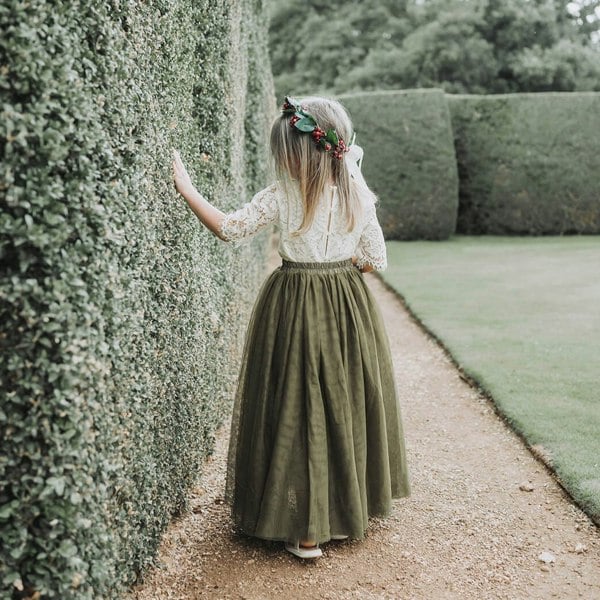 Rear detailing of our Felicity set in Olive Green