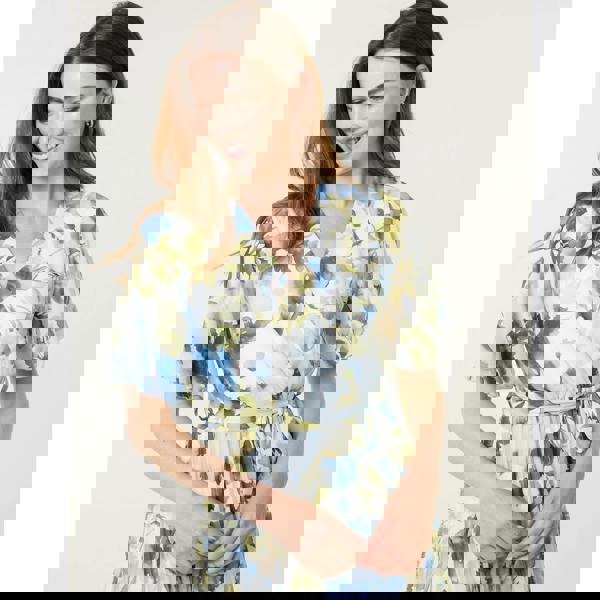 Blue Vanilla Short Sleeve Wrap Pleat Dress