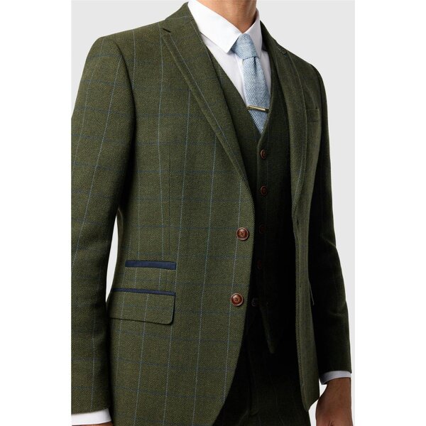 Antique Rogue Tailored Fit Hooper Green and Blue Check Jacket