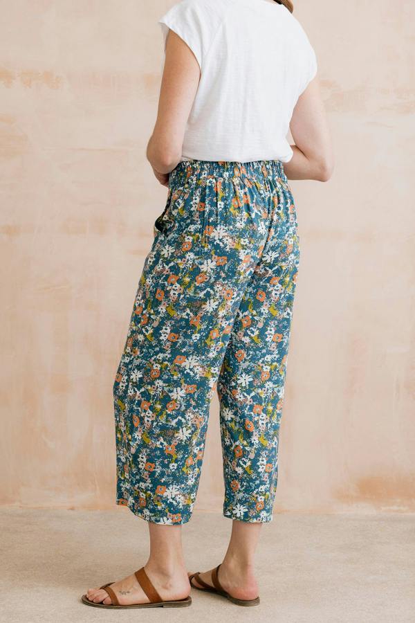 Lily & Me Greta Print Cropped Trousers Petrol