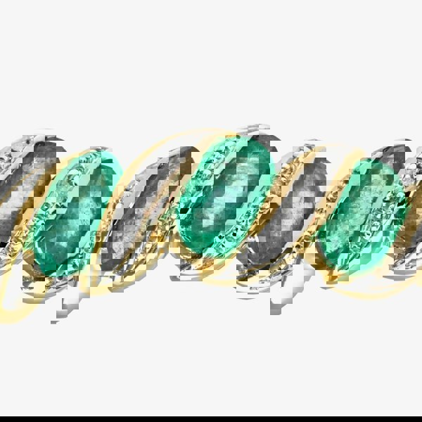 T. H. Baker 9ct Yellow Gold Emerald Swirl Half Eternity Ring PR06270Y EM