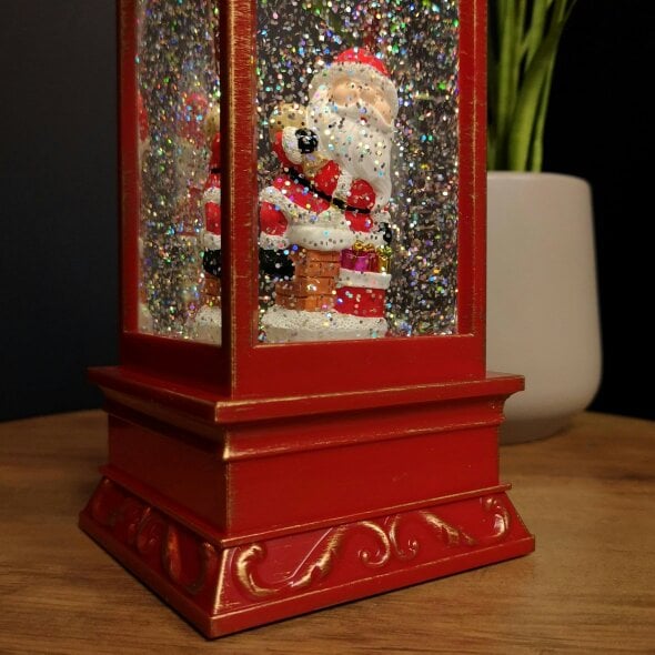 Samuel Alexander 29cm Battery Operated Light up SnowSwirl Santa Chimney Christmas Lantern Decoration