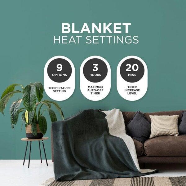 DMD Collective Heated Electric Blanket - Sherpa Fleece, Auto-Off, 9 Heat Levels