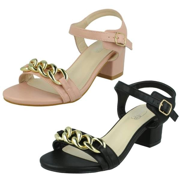 Spot On Ladies Spot On Mid Heel Mule Sandals F12022 - Wide Fit
