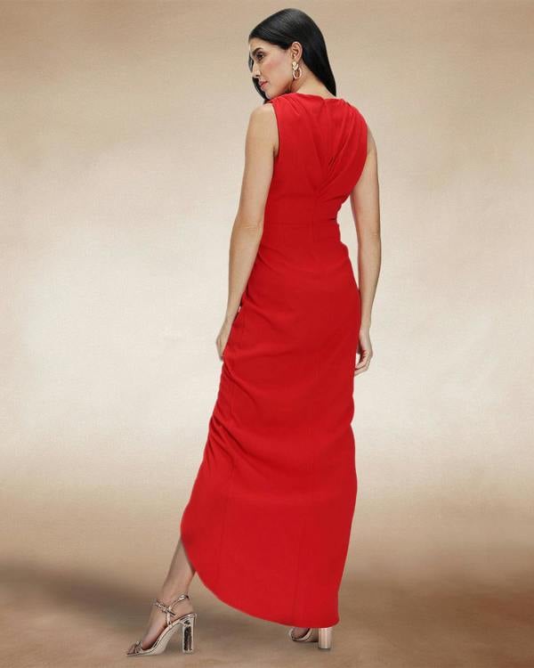 HotSquash Deep V-Neck Ruched Dress