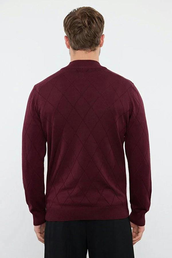 WOVCOR Slim Fit Half Turtleneck Zippered Collar Knit Men's Sweater
