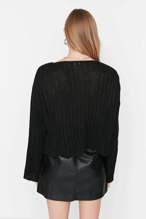 Hoxton Gal Mercerized Look Wool Blend Oversized Basic Knit Sweater