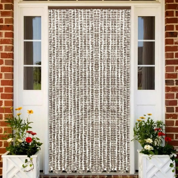 Berkfield Insect Curtain Taupe and White 100x220 cm Chenille