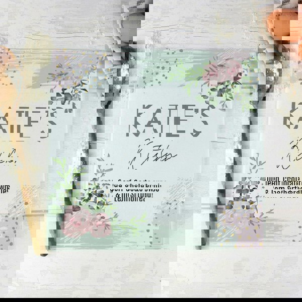 Personalised Memento Company Personalised Abstract Rose Glass Chopping Board/Worktop Saver