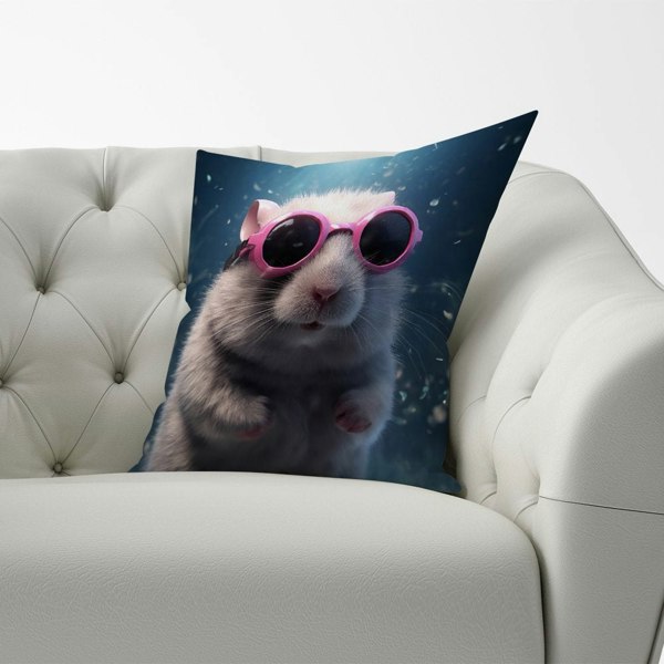 Warren Reed Splashart DoorMouse with Pink Glasses Cushions