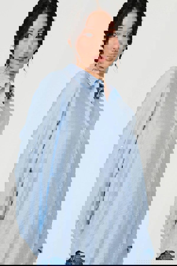 Blue | Long Sleeve Button-Front Shirt
