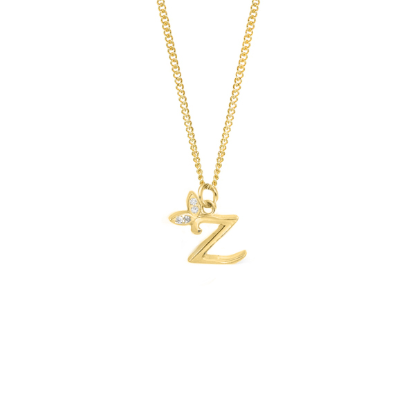 Say It With Dainty Winged Initial Charm Necklace - Sterling Silver