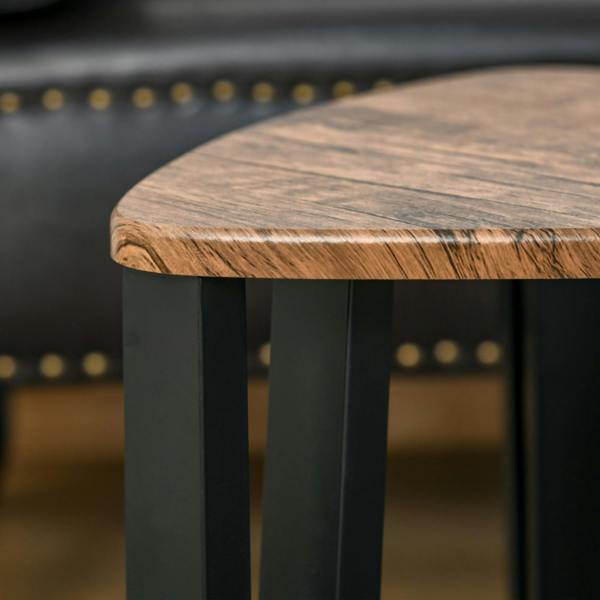 Wyld Haus Coro Set Of 3 Triangle Nesting Coffee Tables Metal And Wood Walnut Finish