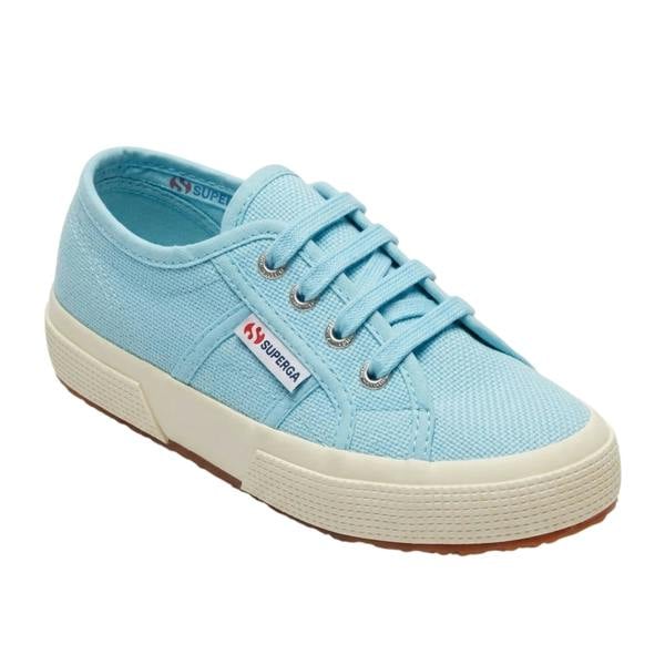 Superga Childrens/Kids 2750 Jcot Leather Trainers - Crystal Azul/Avorio - 