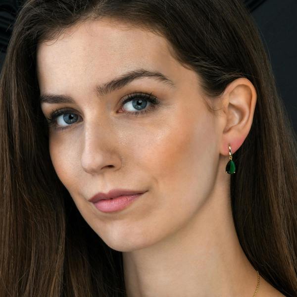 namana Gold Plated Green Pear Drop Earrings