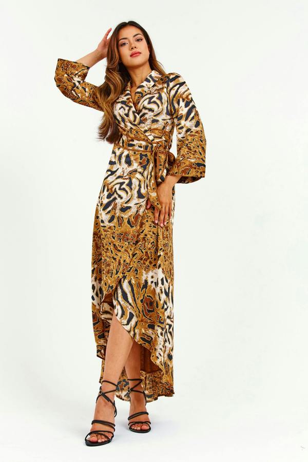 LuvForever Leopard Print Hi-Lo Wrap Dress