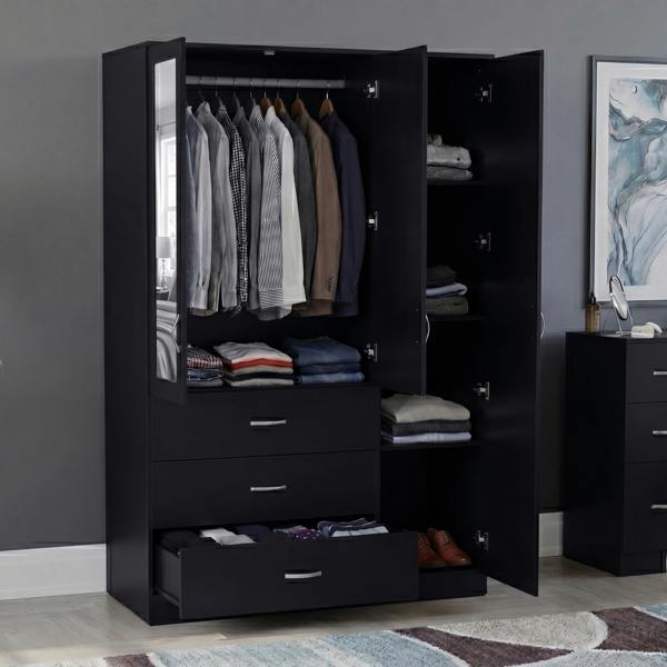 Vida Designs Riano 3 Door 3 Drawer Mirrored Wardrobe