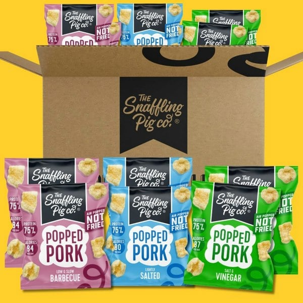 The Snaffling Pig Co Popped Pork - Mix Case | Air Popped Protein Snacks