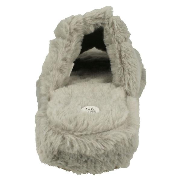 Spot On Ladies Spot On Faux Fur Stripe Detailed Sliders X2119