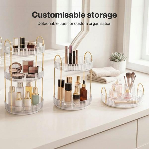 ilus Makeup Organiser 360 Rotating Spinning 3 Tiers Cosmetic Organizer White
