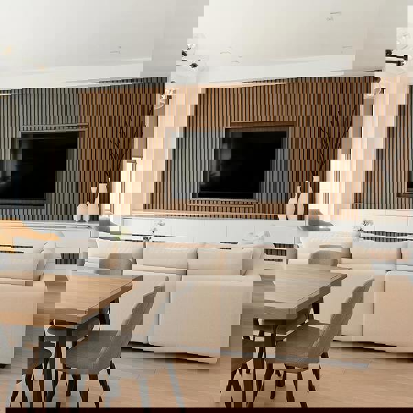 Panel Haus Walnut Acoustic Slatted Wood Wall Panels- 240cm x 32cm (2 pack)