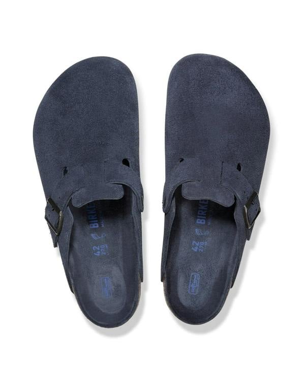 Birkenstock Boston Soft Footbed Unisex Suede Clogs - New Navy Tonal FB - CHO - Designer Unisex Clogs