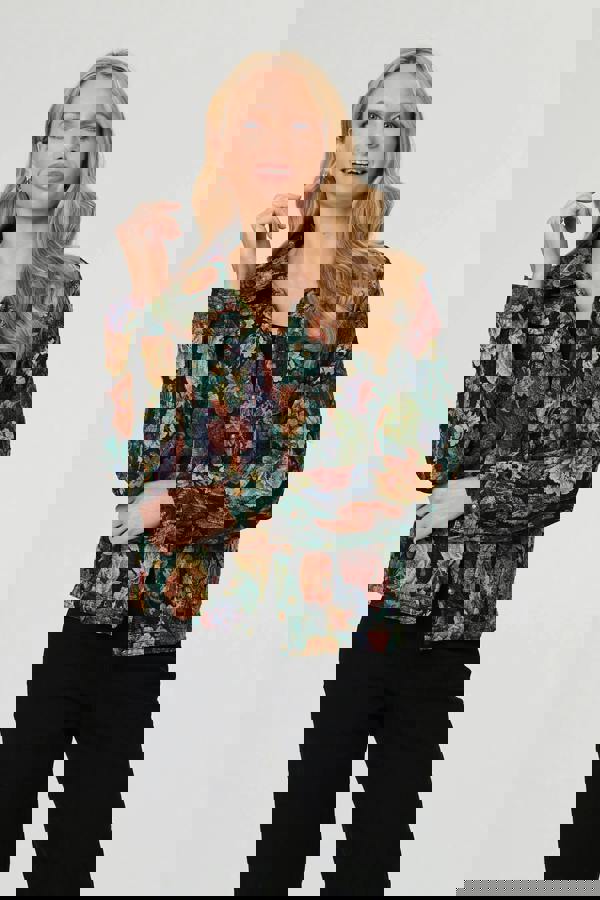 Black | Floral Textured Long Sleeve Jacket