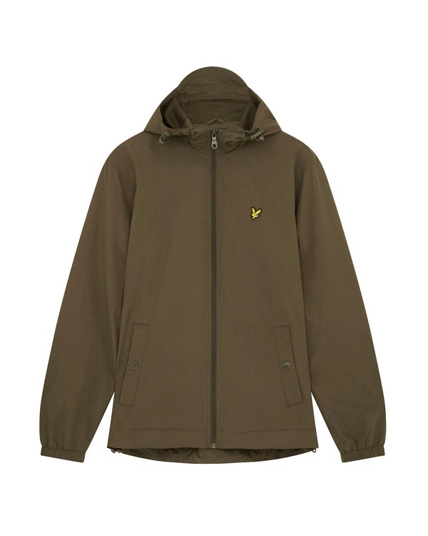 Lyle & Scott Branded Hooded Short Lightweight Jacket - Olive