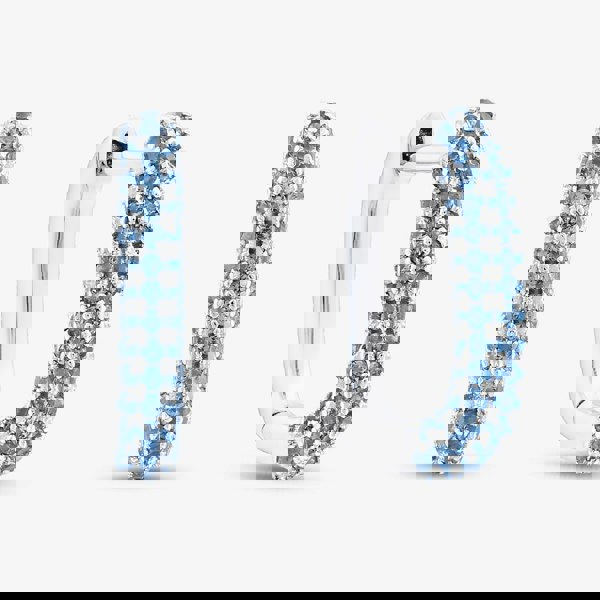 T. H. Baker Sterling Silver Rhodium Plated Sky Blue Cubic Zirconia Creole Earrings 8.58.0027