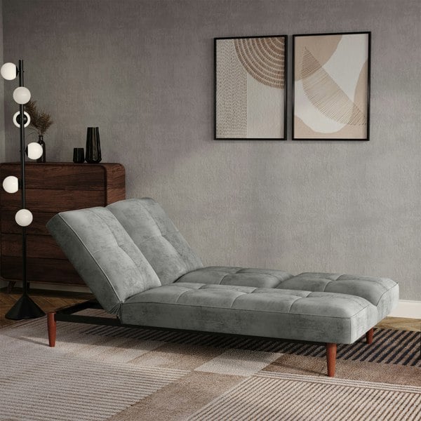 Living and Home Faux Suede 3 Seater Upholstered Sofa Bed