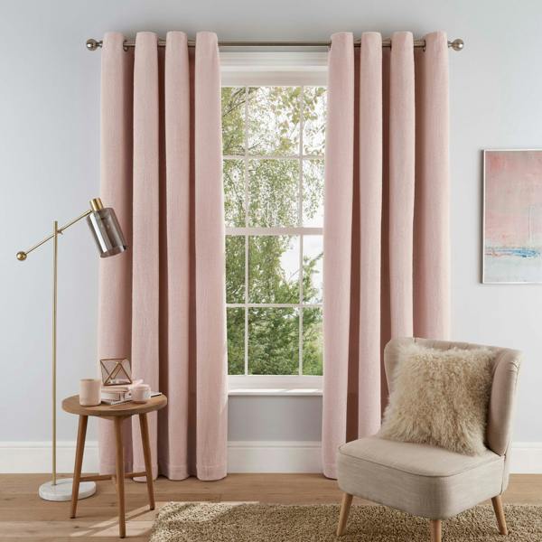 Smart Living Teddy Fleece Eyelet Curtain - Blush