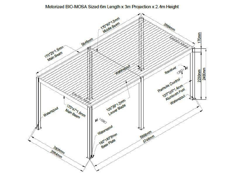 Ocean Designs Sagres 6m x 3m Free Standing Pergola